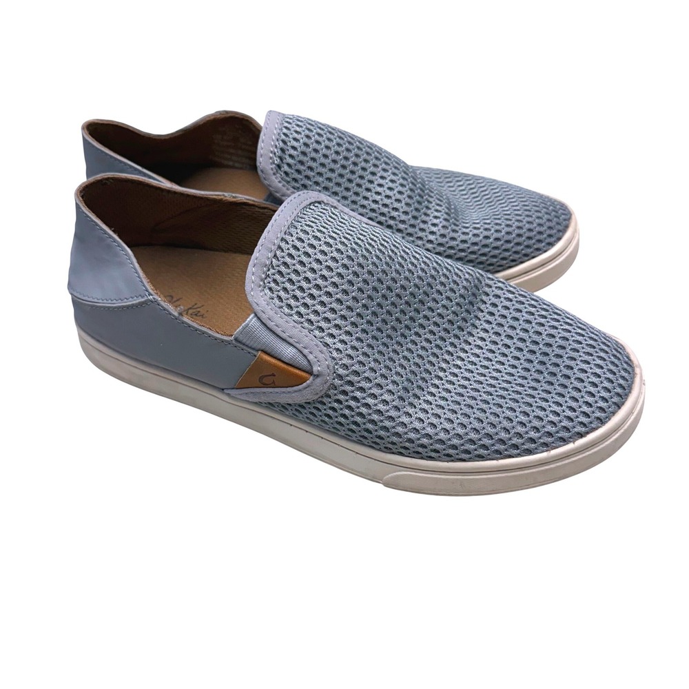 Olukai Pehuea Womens 7 Light‎ Blue Grey Mesh Slip On Sneakers 20271-PGPG